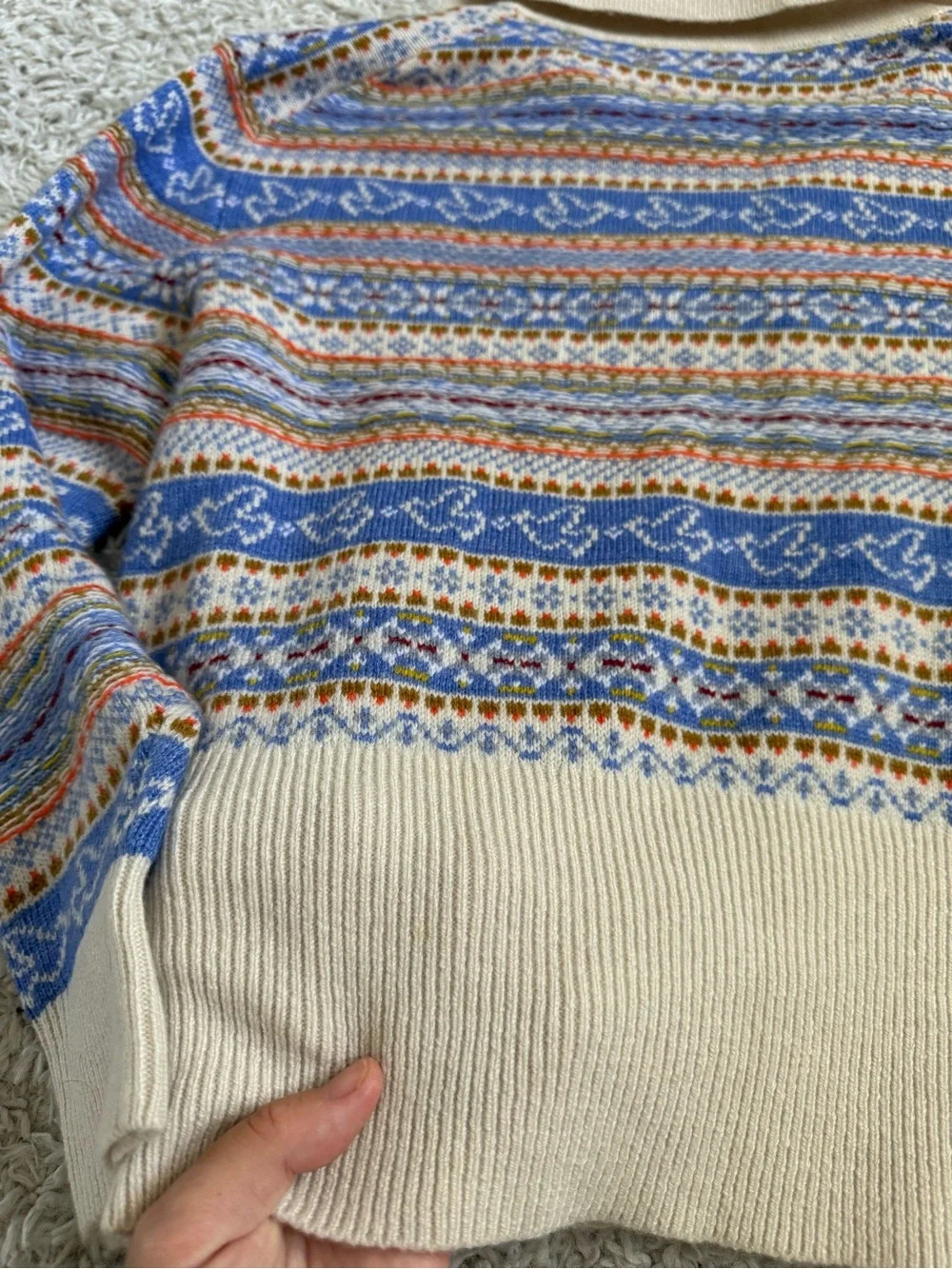 J.Crew 2021 Fair Isle Johnny Collar Wool Blend Multicolor Sweater Sz S